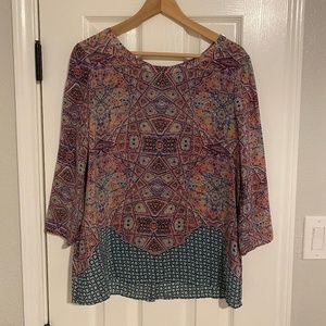 Anthropologie Maeve 100% Silk 3/4 Sleeve Blouse